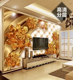 طرح کاغذ دیواری 3D گل طلایی