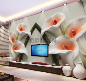 طرح کاغذ دیواری سه بعدی نقاشی گل