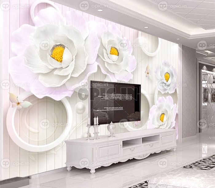 کاغذ دیواری مدرن سه بعدی برج گل برجسته