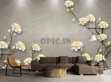 دانلود کاغذ دیواری سبک جدید چینی گل های سفید