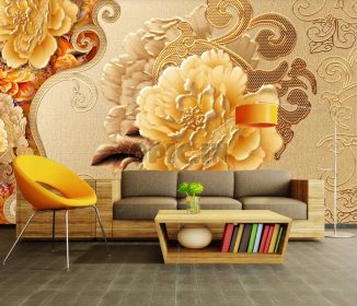 دانلود طرح کاغذ دیواری گل طلایی