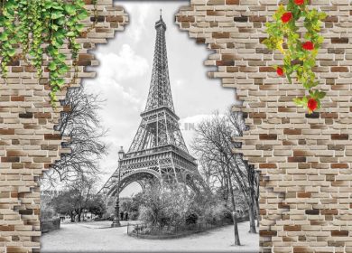 طرح کاغذ دیواری لاکچری دیوار و پاریس