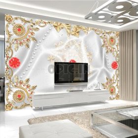 دانلود کاغذ دیواری پس زمینه تلویزیون کریستالی الگوی طلای اصلی اروپا