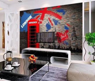 دانلود طرح کاغذ دیواری  اروپایی و آمریکایی غرفه تلفن قرمز