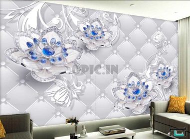 دانلود طرح کاغذ دیواری جواهرات لوکس زیبا و لوکس اروپا گلهای دیواری پس زمینه تلویزیون سه بعدی