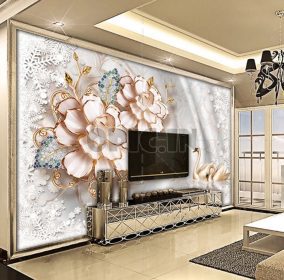 دانلود طرح کاغذ دیواری دیوار پس زمینه تلویزیون جواهرات گلهای سه بعدی اروپا ، پنومو پن ، اروپا