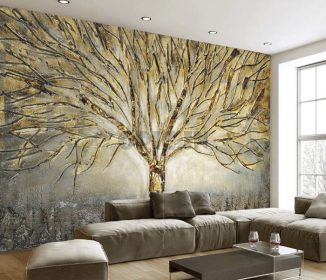 دانلود طرح کاغذ دیواری طرح فلزی مدرن آمریکایی یک دیواره پس زمینه تلویزیون نقاشی روغن درخت