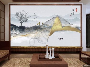 دانلود طرح کاغذ دیواری مفهوم هنری خط چینی جدید دیوار پس زمینه تلویزیون چشم انداز