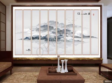 دانلود طرح کاغذ دیواری ابتکاری چینی خلاقانه انتزاعی پس زمینه تلویزیون چشم انداز جوهر آبی پس زمینه