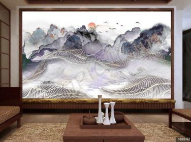 دانلود طرح کاغذ دیواری دیوار پس زمینه اقیانوس زالزالک به سبک جدید چینی