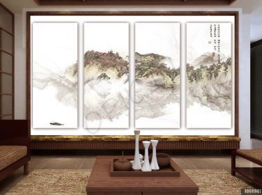 دانلود طرح کاغذ دیواری نقاشی دیواری پس زمینه اتاق نشیمن مجلسی جدید چینی انتزاعی