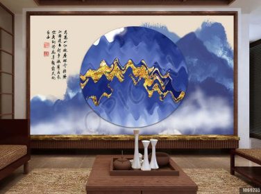 دانلود طرح کاغذ دیواری دیوار سفارشی کوهستان طلای آبی جدید چینی