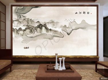 دانلود طرح کاغذ دیواری جدید چشم انداز جوهر انتزاعی چینی اتاق نشیمن اتاق خواب پس زمینه نقاشی