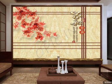 دانلود طرح کاغذ دیواری خانه به سبک چینی و همه چیز غنی و فرخنده دیوار پس زمینه گل صد تومانی