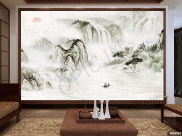 دانلود طرح کاغذ دیواری دیواری با زمینه نقاشی شده با نقاشی دستی جدید به سبک چینی