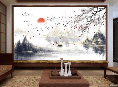 دانلود طرح کاغذ دیواری سبک چینی جدید دیوار پس زمینه چشم انداز زیبایی