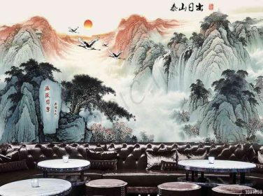 دانلود طرح کاغذ دیواری دیواری پس زمینه تلویزیون shanshan zhaohui چشم انداز جوهر سبک چینی