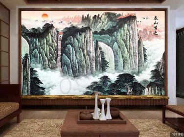 دانلود طرح کاغذ دیواری سبک چینی ، جوهر ، چشم انداز ، taishan ، مناظر زیبا ، دیوار پس زمینه