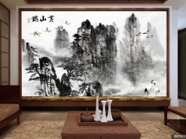 دانلود طرح کاغذ دیواری جوهر سبک چینی چشم انداز کوه زرد کوه huangshan روح پس زمینه تلویزیون