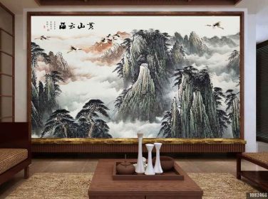 دانلود طرح کاغذ دیواری سبک چینی ، جوهر ، چشم انداز ، huangshan ، پس زمینه دریا و آسمان