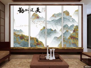 دانلود طرح کاغذ دیواری چشم انداز جوهر انتزاعی نقاشی دیواری پس زمینه جدید چینی