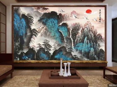 دانلود طرح کاغذ دیواری سبک چینی ، جوهر ، چشم انداز ، huangshan ، yunhui ، دیوار پس زمینه تلویزیون