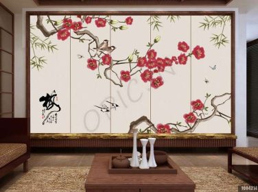 دانلود طرح کاغذ دیواری دیواری آلو با دست جدید به سبک چینی