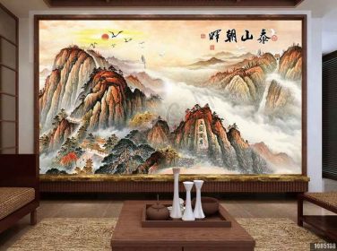 دانلود طرح کاغذ دیواری سبک چینی ، جوهر ، چشم انداز ، taishan ، zhaohui ، دیوار پس زمینه منظره