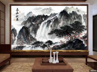 دانلود طرح کاغذ دیواری دیواری چشم انداز آبشار کوه چینی جدید جوهر چینی