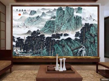 دانلود طرح کاغذ دیواری دیوار چوبی کوه yuelu به سبک چینی جدید