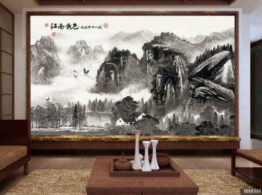 دانلود طرح کاغذ دیواری سبک چینی ، جوهر ، چشم انداز ، jiangnan ، نقاشی زیبا چینی ، دیوار پس زمینه