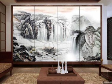 دانلود طرح کاغذ دیواری نقاشی دیواری با نقاشی دیواری به سبک دست چینی جدید