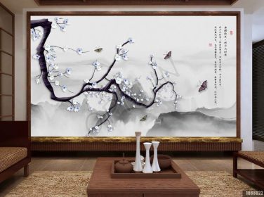 دانلود طرح کاغذ دیواری قلم و گل سنتی ماگنولیای چینی new_001