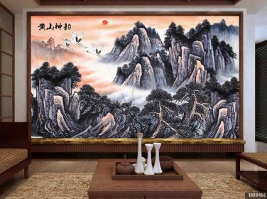دانلود طرح کاغذ دیواری دیواری پس زمینه تلویزیون مناظر به سبک چینی رنگ قلم huangshan shenyun