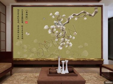 دانلود طرح کاغذ دیواری دیوار قلم و گل زمینه ماگنولیای جدید چینی