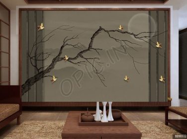 دانلود طرح کاغذ دیواری نقاشی دیواری در زمینه گل و سبزیجات جدید به سبک دست چینی