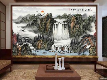 دانلود طرح کاغذ دیواری قلم فنگگونگ قلم چینی چشم انداز نقاشی چینی songshan qing دیوار پس زمینه تلویزیون
