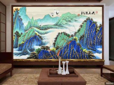 دانلود طرح کاغذ دیواری دیوار پس زمینه تلویزیون فنگ shuigong shanshui yunshan qingyun