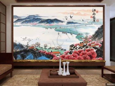 دانلود طرح کاغذ دیواری نقاشی با جوهر سبک چینی نقاشی چینی jiangnan shengjing دیوار پس زمینه تلویزیون