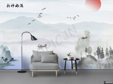 دانلود طرح کاغذ دیواری سبک چینی ، جوهر ، نقاشی چینی ، چشم انداز ، کوه ، کوه ، جذابیت ، چشم انداز ، پس زمینه