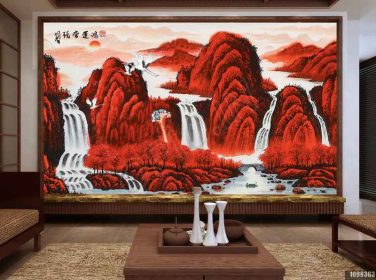 دانلود طرح کاغذ دیواری سبک چینی ، نقاشی جوهر ، نقاشی چینی ، چشم انداز ، ثروت خوب