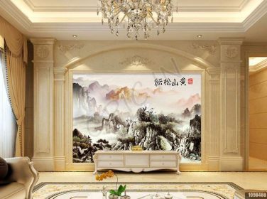دانلود طرح کاغذ دیواری جوهر چینی ، نقاشی چینی ، دیوار پس زمینه چشم انداز huangshan songyun