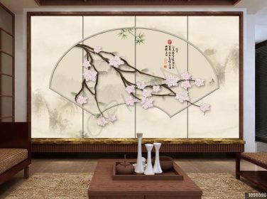 دانلود طرح کاغذ دیواری دستمال کاغذی دریایی با سبک جدید چینی ، رنگ قلم و دیوار پس زمینه گل