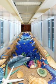 دانلود طرح کفپوش جهان ساحل  زیر آب جهان نقاشی کف در فضای باز سه بعدی