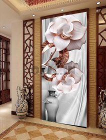 دانلود طرح کاغذ دیواری یکپارچهسازی با سیستمعامل گلهای سه بعدی گل های دیواری ایوان راهرو مینیمالیستی
