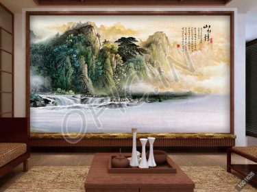 دانلود طرح کاغذ دیواری مفهوم چینی جدید جوهر انتزاعی منظره اتاق نشیمن پس زمینه نقاشی دیواری منظره