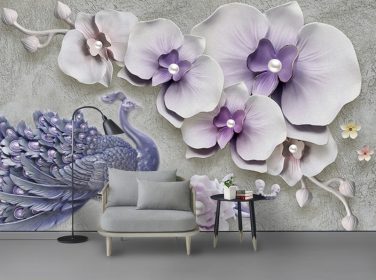 دانلود مدرن 3D لوکس زیبا تصاویر پس زمینه تلویزیون طاووس گل