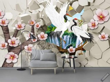 دانلود طرح کاغذ دیواری عصر جدید آجر سنگی 3D آجر خلاق آلو سفید جرثقیل تلویزیون دیوار پس زمینه