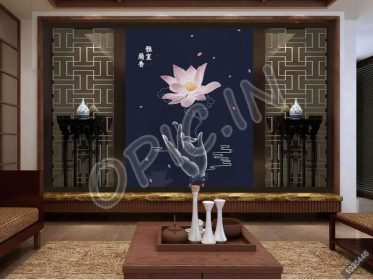 دانلود طرح کاغذ دیواری مفهوم جدید چینی zen صورتی نیلوفر آبی فرخنده گل ابر لبخند دیوار زمینه پس زمینه