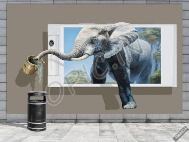 دانلود طرح کاغذ دیواری فیل برجسته 3D از نقاشی دیواری پس زمینه